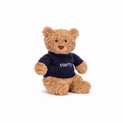 Jellycat Bartholomew Bijr with Navy Jumper | UR3462079